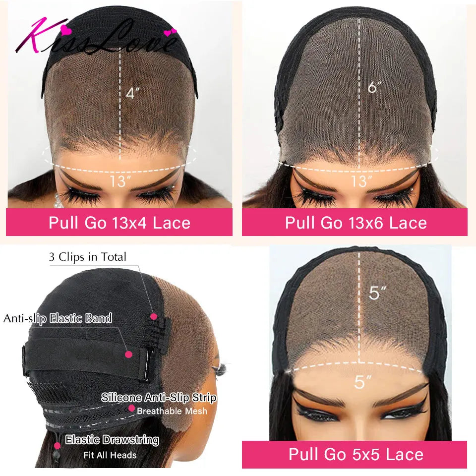 Straight Pull Go 13x6 Lace Wig with Elastic Drawstring 13x6 HD Lace Frontal Wig 5x5 Glueless Wigs Human Hair 13x4 Lace Front Wig