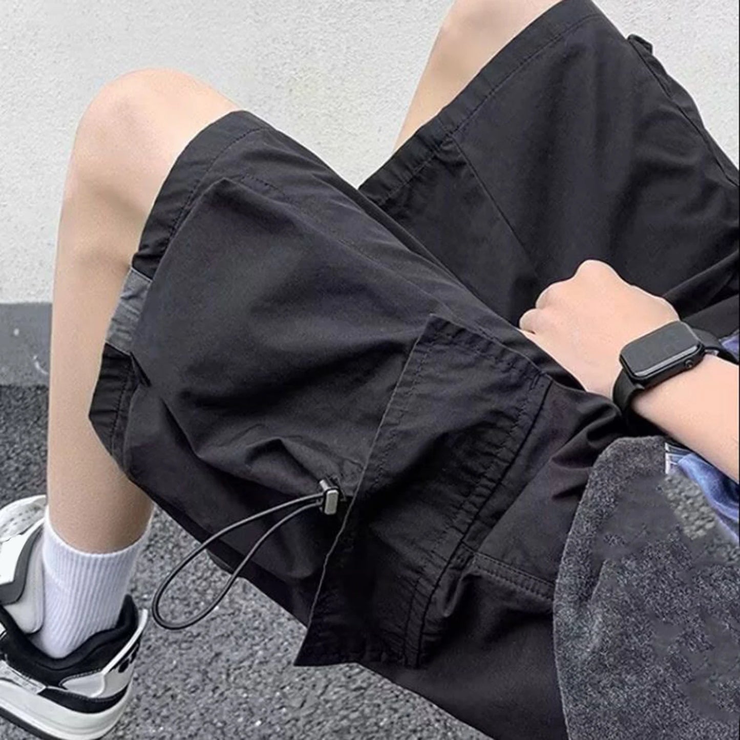 Multi Pockets Button Flying Summer Shorts Mid Rise Solid Color Straight Cargo Shorts Streetwear