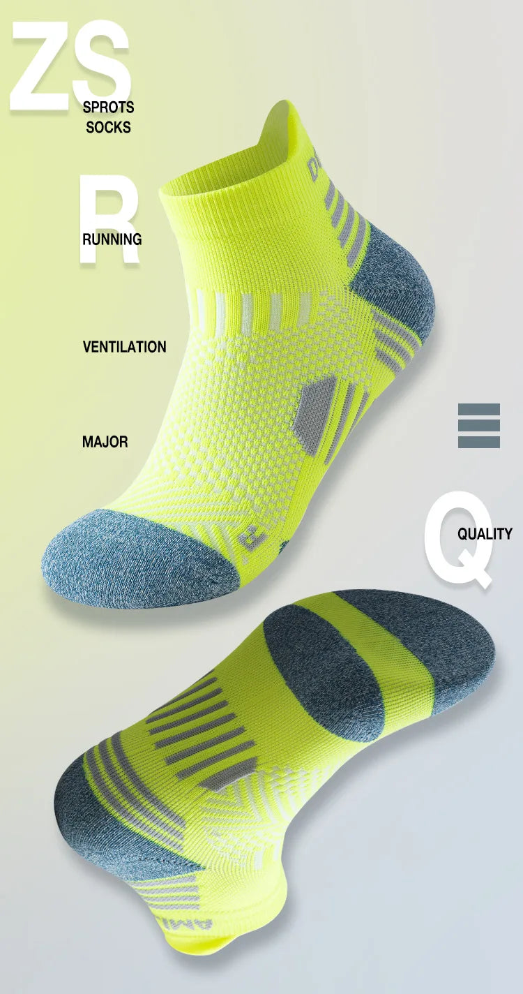 6 Pairs Marathon Running Socks Men Professional Sport Ankle Socks Thickened Towel Cushioned Tube Fitness Short Socks