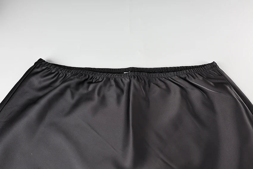 Linad Elegant Satin Embroidery Pencil Skirts Summer Sexy High Waist Split Mini Skirts For Women Fashion Slim Skirt Female 2025