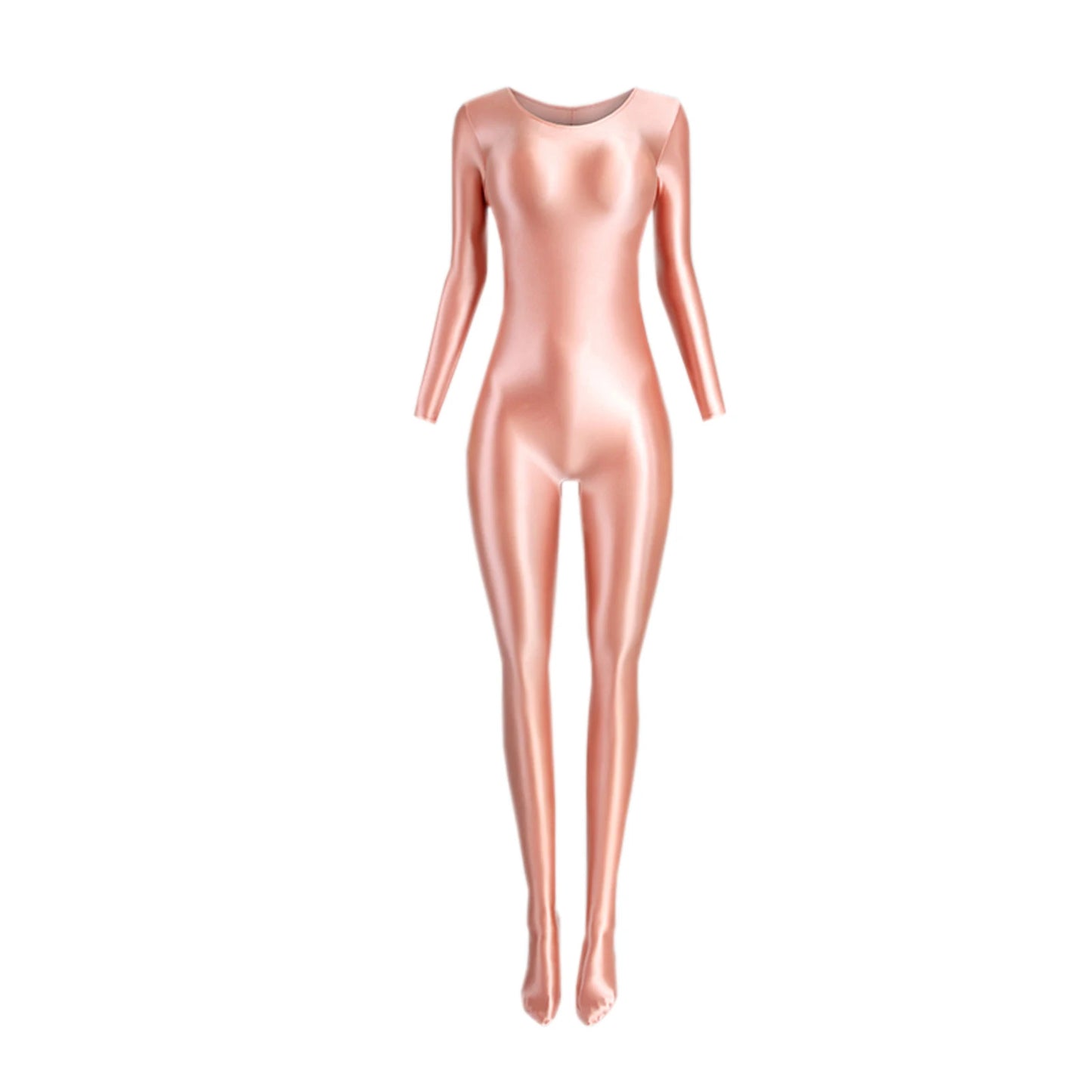 Women's Sexy Jumpsuits Long Sleeves Shapping Bodysuit Tight Elastic Oil Glossy Candy Color Unisex Leotard Exotic Club Clothing