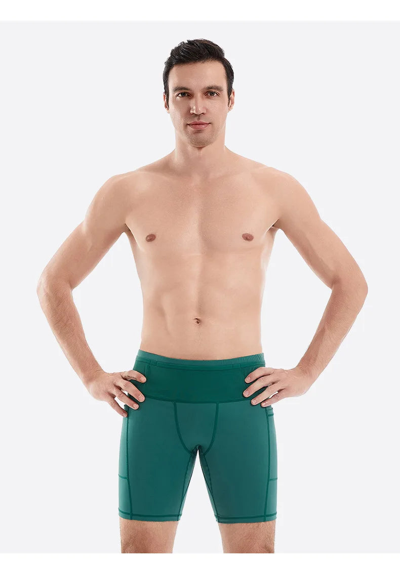 Compression Running Shorts Quarter Length Quick Dry Tight Fit with 6 Pockets for Marathon Training Trail Men Women Multi-Pocket