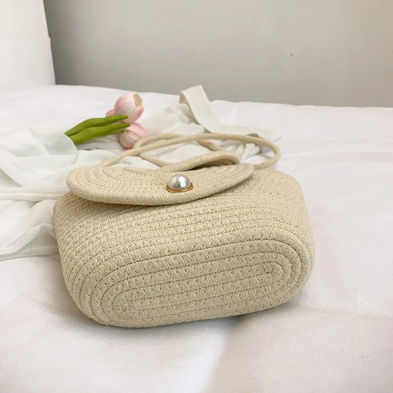 Popular Hand-woven Bags for 2025 Summer, Versatile Single-shoulder Crossbody Bags, Ins Beach Vacation Bags