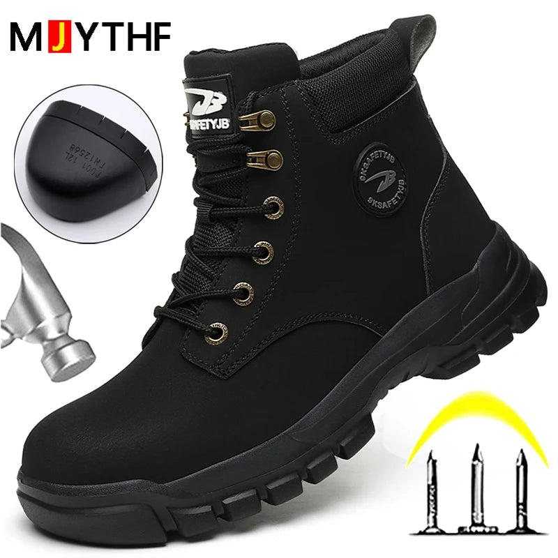 Men Protective Boots Steel Toe Shoes Anti-Smash Anti-Puncture Work Boots Safety Shoes Indestructible Winter Boots Waterproof