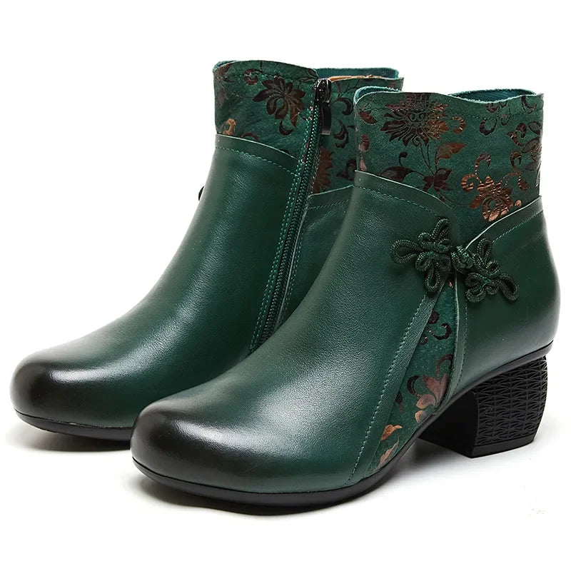 2025 Leather Ankle Boots Women High Heels Black Shoes for Women Handmade Genuine Leather Women Knight Boots Sale