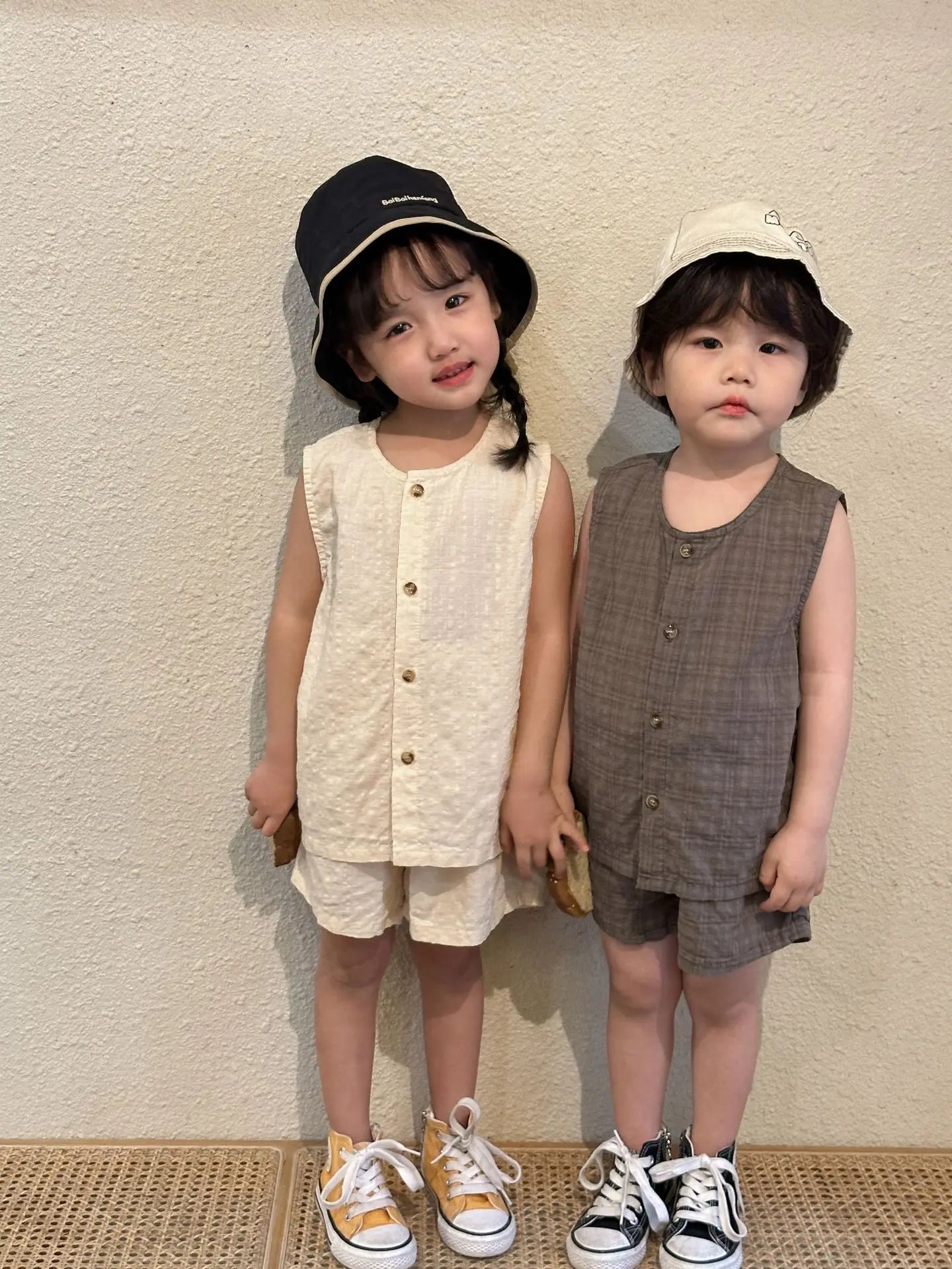 2026 Summer Kids Clothing Set Boys Vest and Shorts 2 Pcs Suit Korean Style Casual Girls Clothes Set Unsex Children Outfit