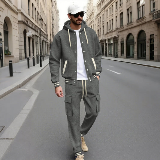 Spring/Summer New Style Streetwear Men's Hooded Sports Set (Two-piece) Casual Work Pants and T-Shirt Set Spring/Summer Streetwea