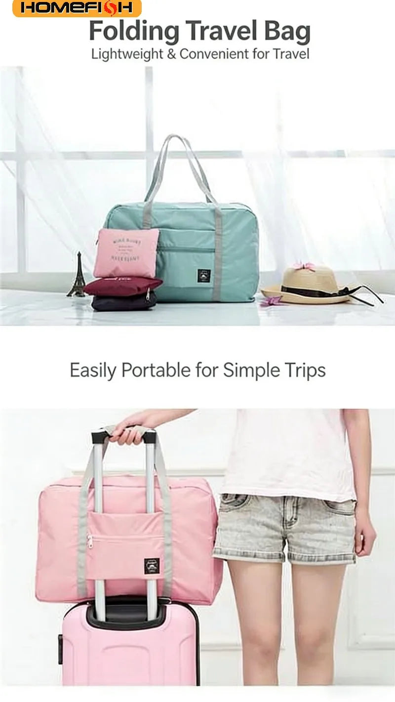 HOMEFISH Travel Bag Folding Travel Storage Bags Boarding Luggage Clothes Handbags Picnic Move House Large Handbag