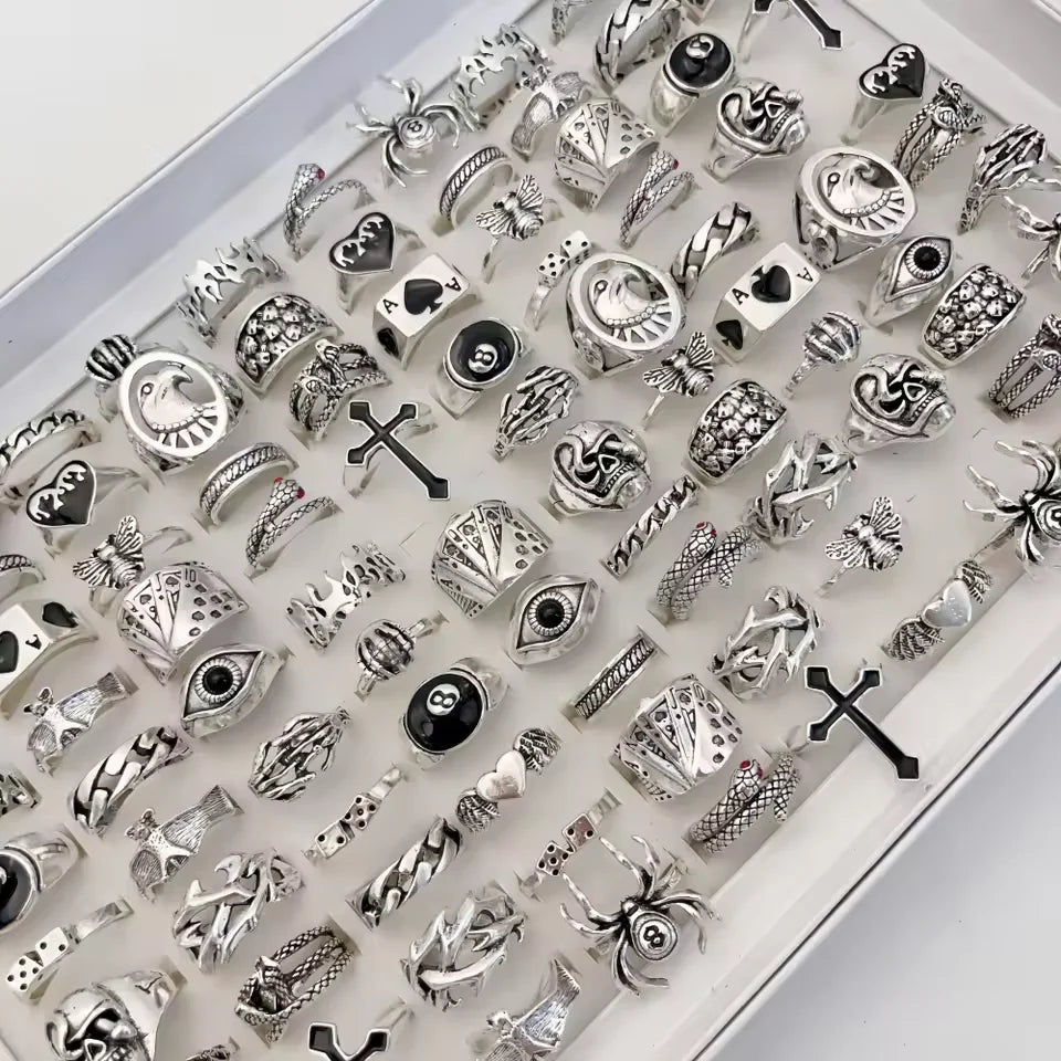 20 Pcs Vintage Punk Rings Set For Women Men Mix Style Hip Hop Heart Snake Skull Eye Finger Ring Fashion Jewelry Party Gifts 2026