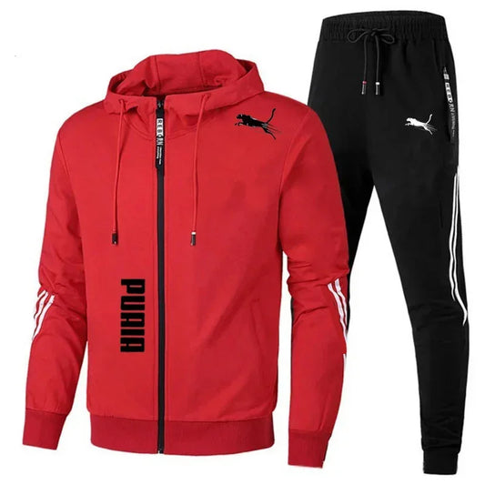 Men's Spring Autumn Tracksuit Set Long Sleeve Hoodie And Joggers 2-Piece Fitness Running Sportswear Casual Clothing