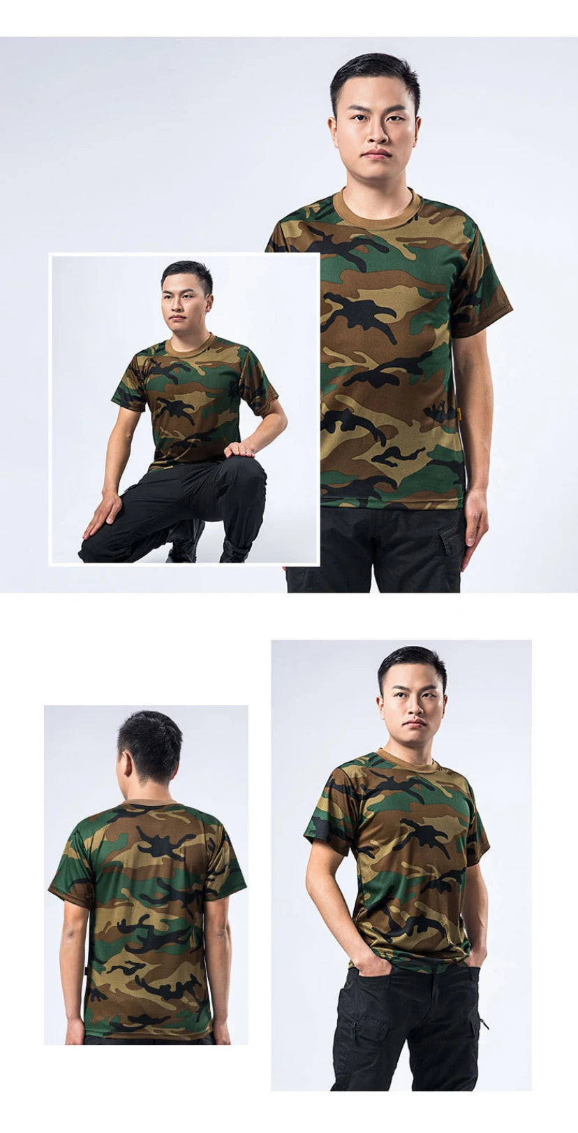 Men Casual Tactical T Shirts Short Sleeve Camouflage T-Shirt Quick Dry Outdoor Gym Top Tees Cargo T Shirt Male Clothing