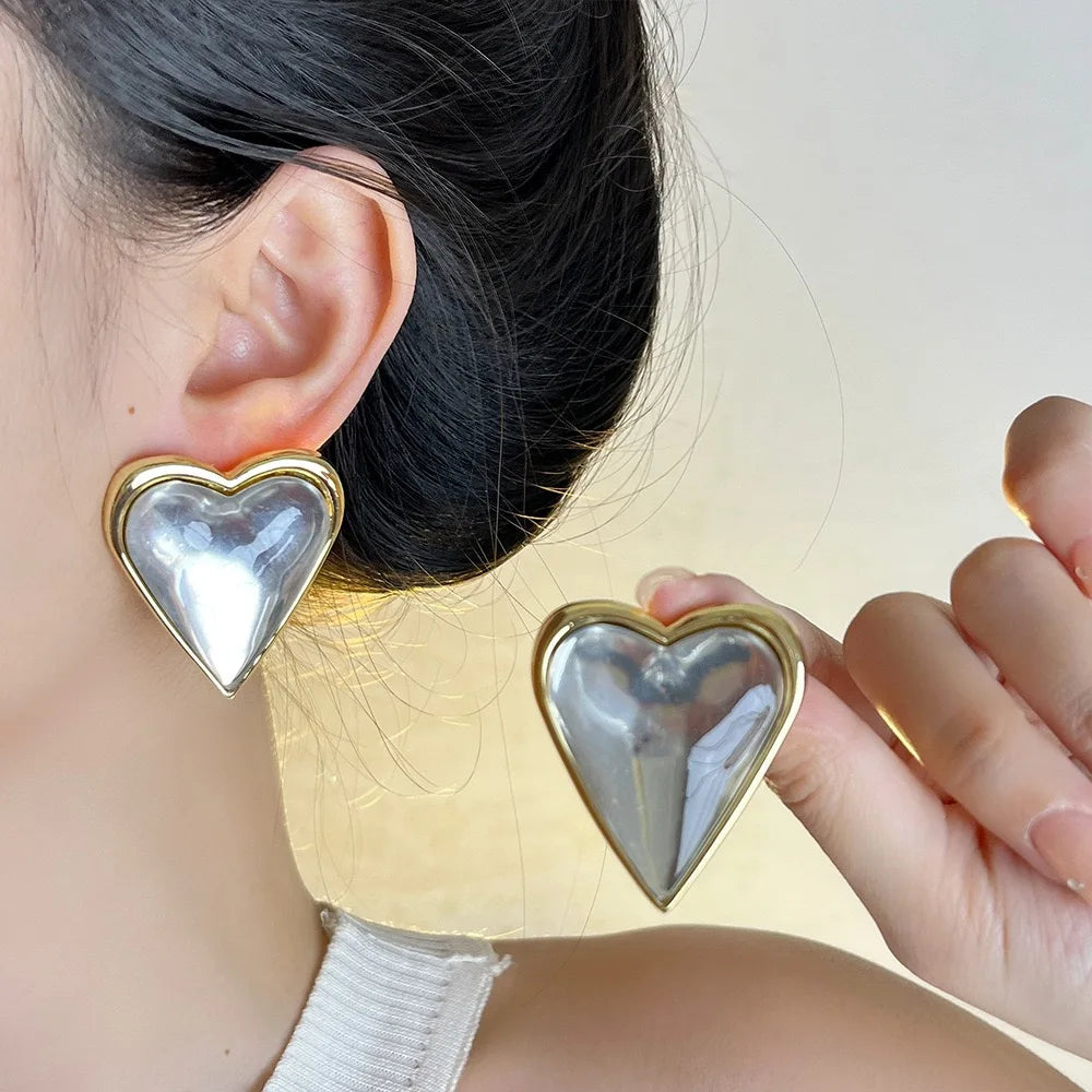 Korean-Style Summer Heart-Shaped Earrings Are Exquisite And Elegant Jewelry Accessories For Women