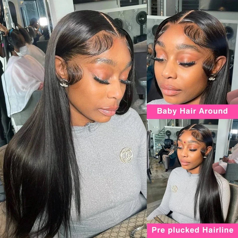 Peruvian Bone Straight Human Hair Wigs 13x4 Full Transparent Lace Frontal Wigs for Women Lace Front Human Hair Wigs Pre Plucked