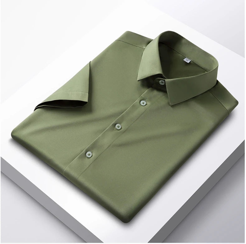 Men's 6XL Large High Quality Formal Shirts Short Sleeve Summer Clothing Non iron Business Casual ice Silk ice Feeling T-Shirts