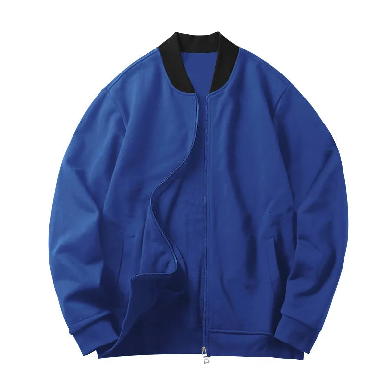 Autumn new solid color jacket men trendy shoulder design stand-up collar large size suit spring and fall fashion