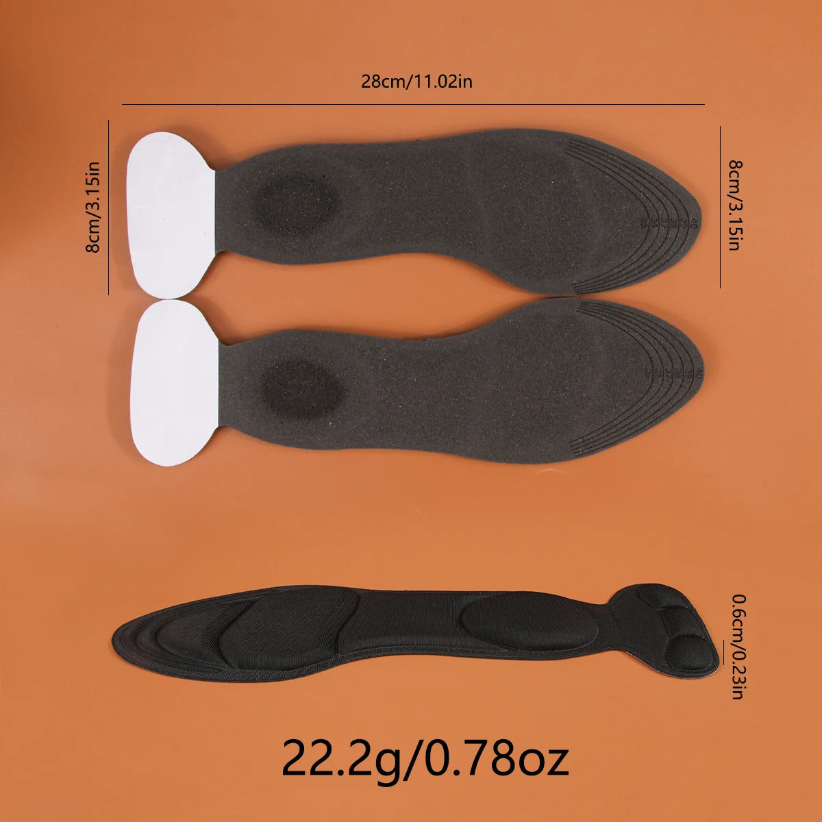 1 Pairs Insoles，Sponge Shoes Pads with High Heel Inserts for Loose Shoes，Metatarsal Pain, Arch Pain,  Heel Sore and Heel Spurs