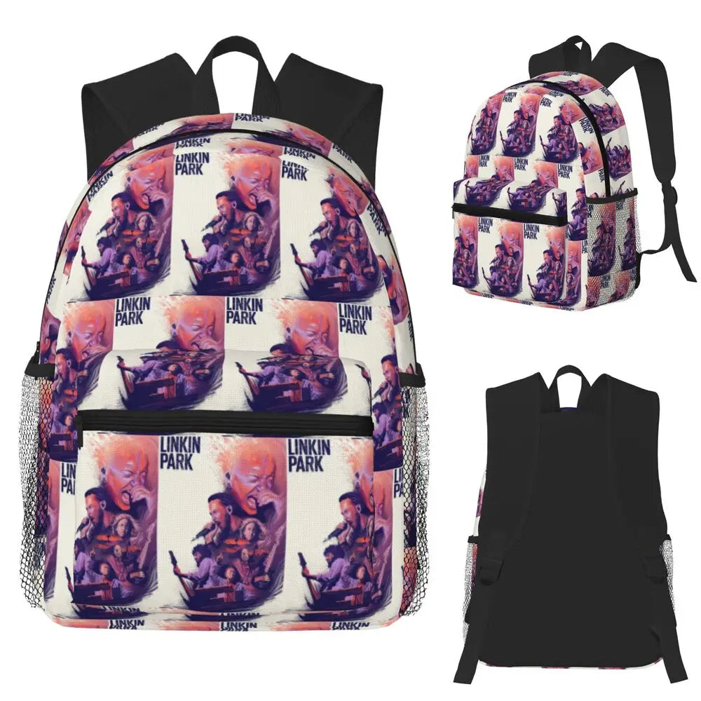 L-Linkin-S P-Park-S Band Student Backpack School Bag Hiking Travel Daypack for Boys Girls Fashion Bookbag Shoulder Bags