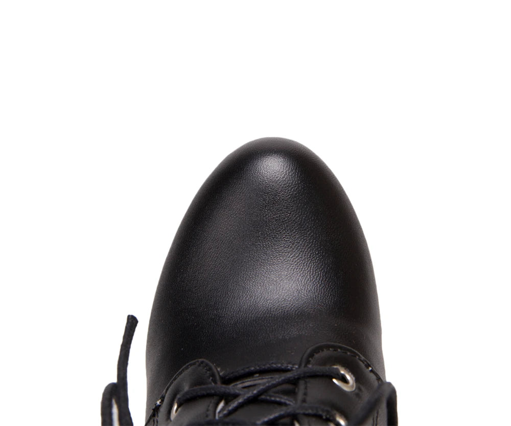Women Ankle Boots Platform Lace-Up High Heels Short Boot Female Buckle Autumn Winter Red Yellow White Sexy Shoes Large Size34-46