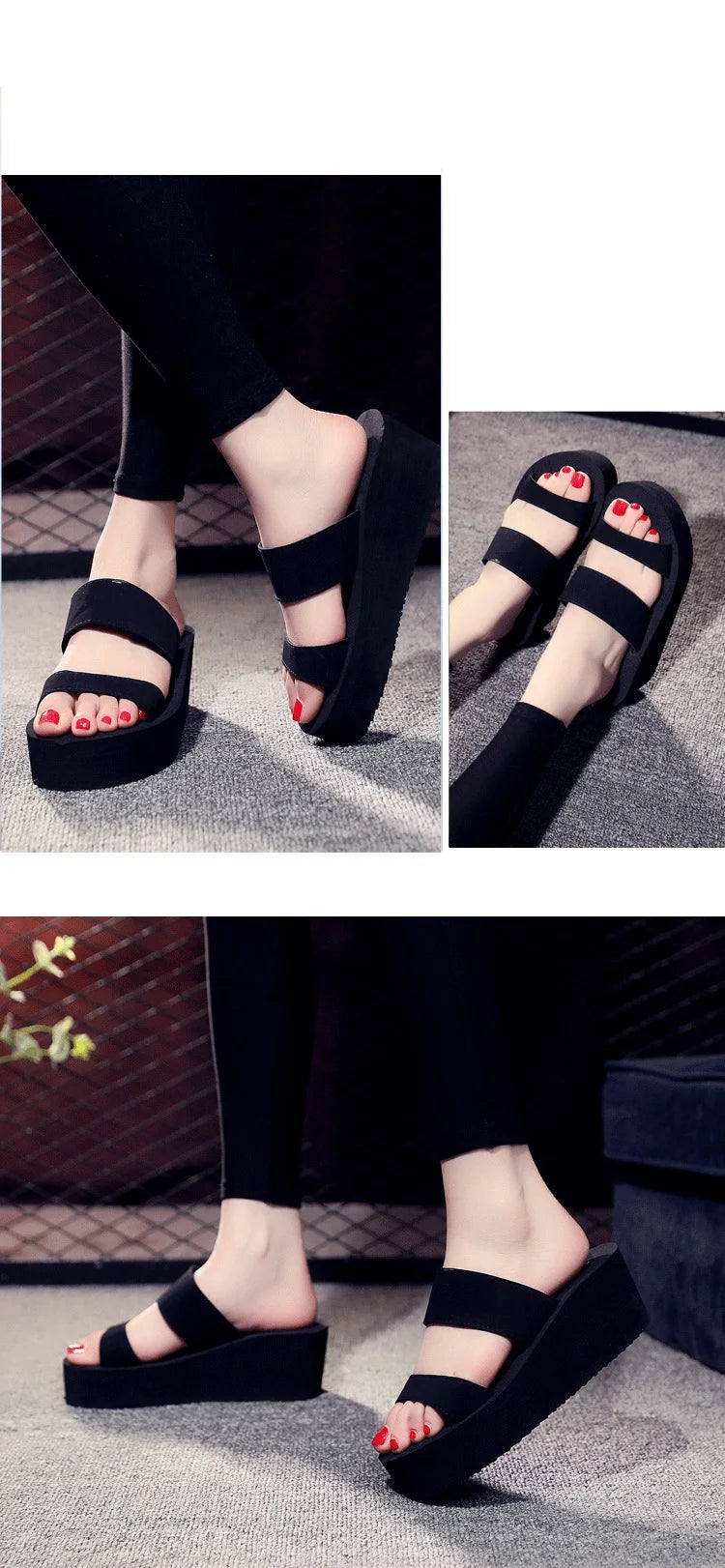 Summer New Fashion Leisure Super High Heels Wedges Chunky Sole Platform Cutout Peep Toe Women Gladiator Slippers Ladies Beach Sh