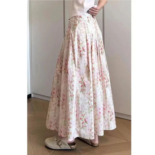 Floral Skirt 2026 Summer Women's Design Temperament Printed Pendulum Skirt