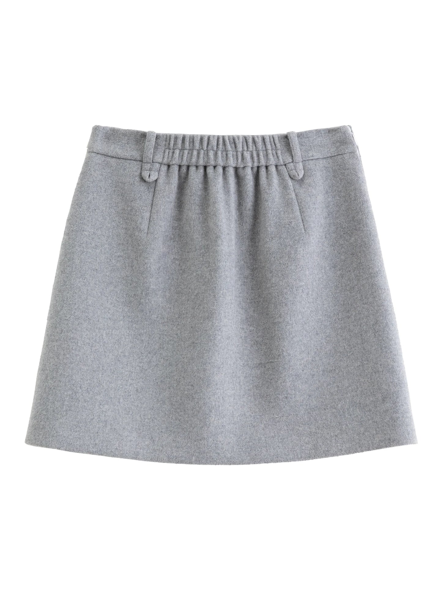 DUSHU Classic Elastic Waist Skirt For Women Winter Office Solid Color College