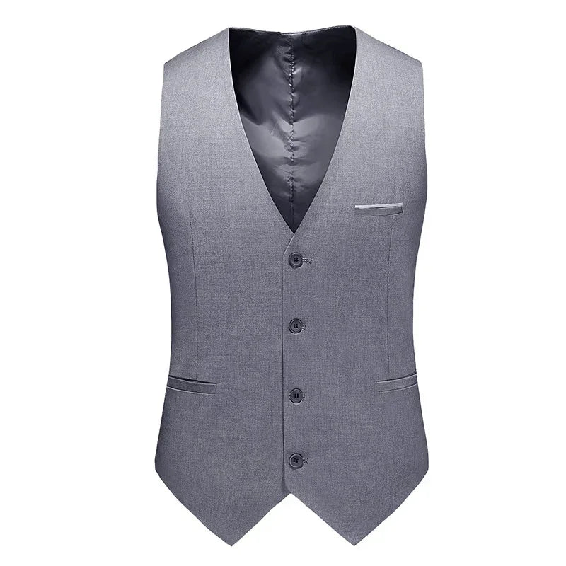 M-6XL Luxurious Fashion High-end Solid Color Men's Official Business Casual Suit Vest Groom Wedding Dress Party Male Waist Coat