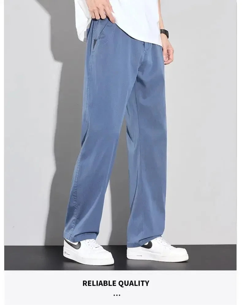2026 Thin Summer New Men's Soft Lyocell Casual Pants Comfortable Fashion Solid Color Simple Male Trousers Brand Clothing