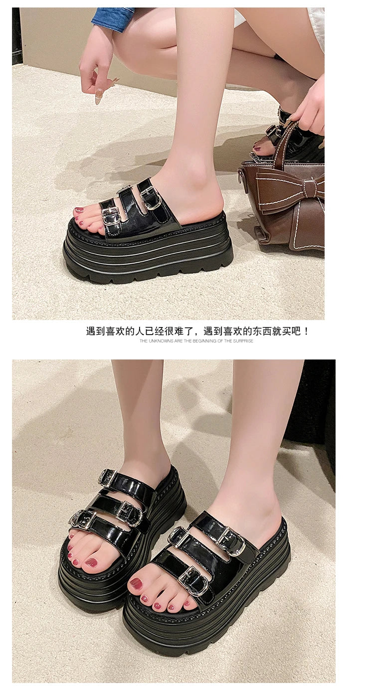 New Fashion Slippers Women Thickness Wedges High Heels Leisure Summer Sandals Female Platform Fish Mouth Shoes Ladies Slippers