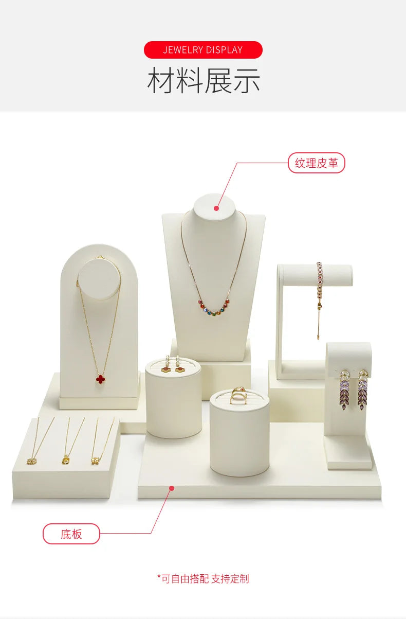High end showcase jewelry display props, rings, necklaces, earrings display racks, counters, jewelry display sets, and tables