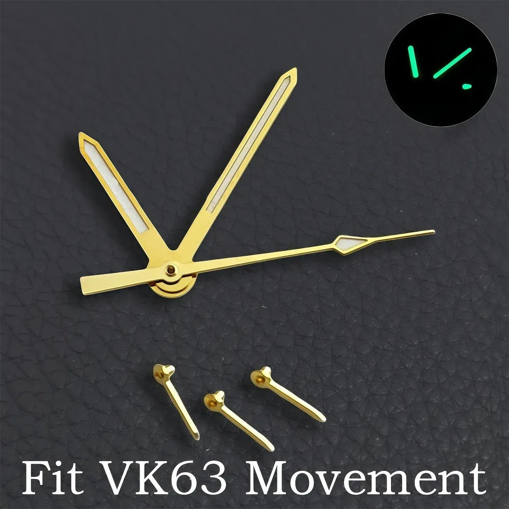 32.5MM Dial Fit VK63 Movement Green Luminous Dial Hands Men's Watches Part VK63 Watch Accessories Maintenance Tools