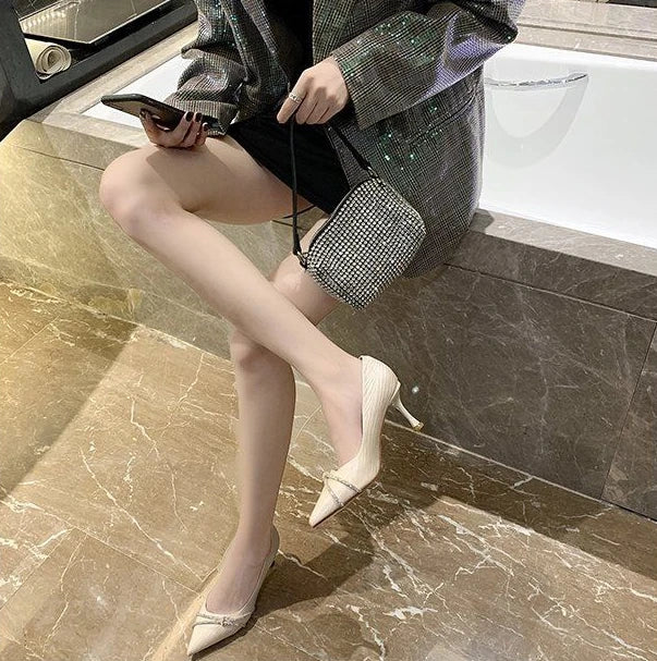 Ladies Pumps Black Rhinestone Diamond Wedding Bride Shoe with Heel Women's Shoes Crystals Elegant Dress A Lastest Wholesale Chic