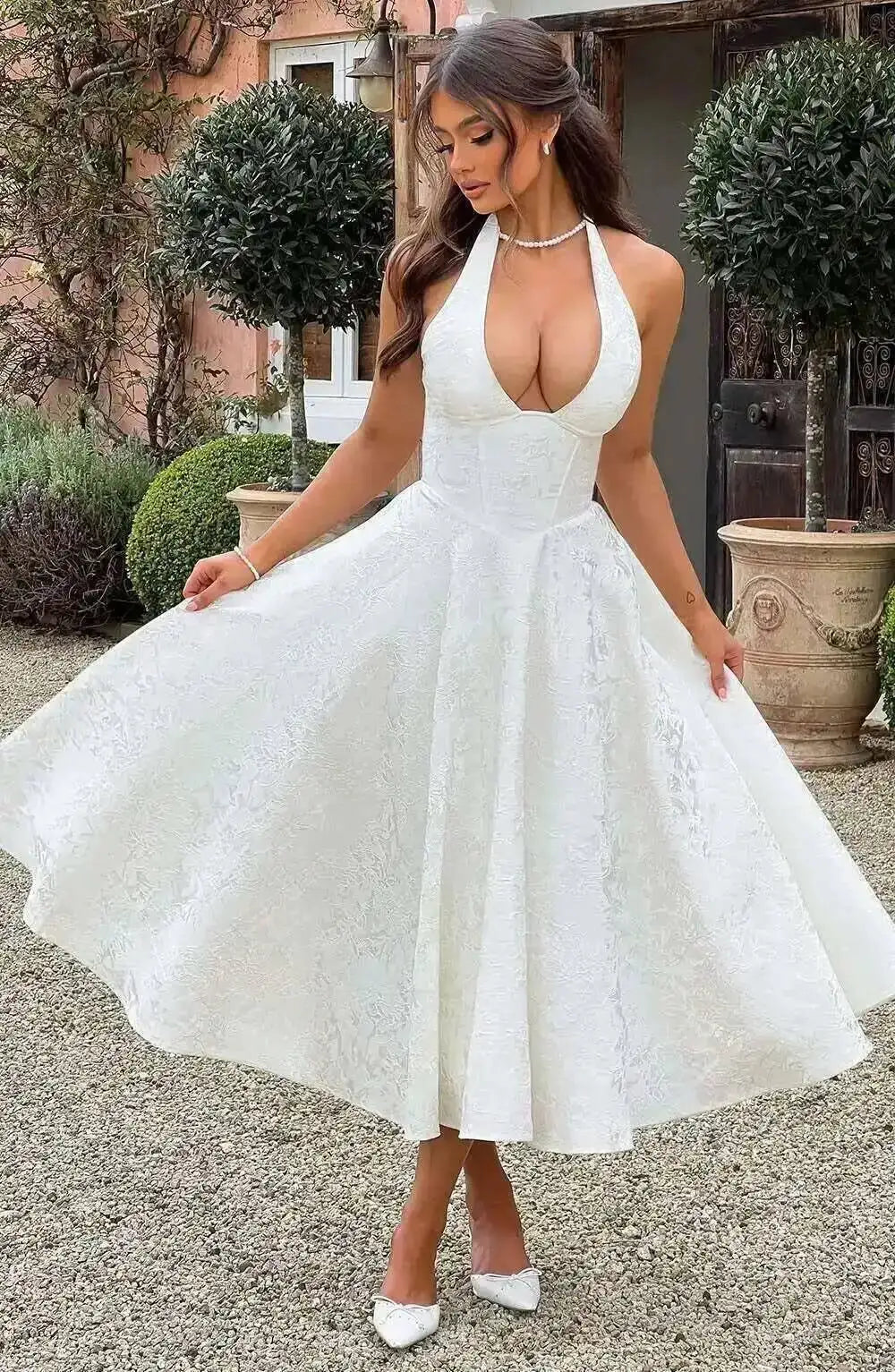 Giyu Club Evening Party Dresses Women 2025 Summer Sexy Bow Halter Long Dress Elegant Jacquard Lace Up Backless Birthday Robe