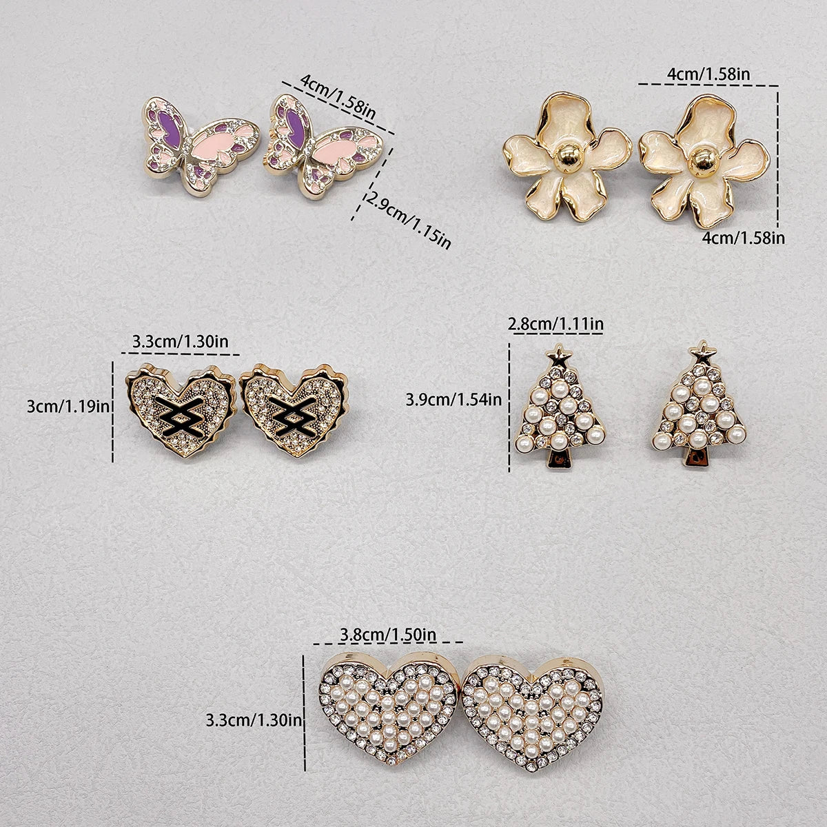 2PCS DIY Flower Shoelaces Charm Christmas Tree Shoes Buckle Decorations Heart Shaped Shoe Clips Butterfly Shoes Lace Accessories