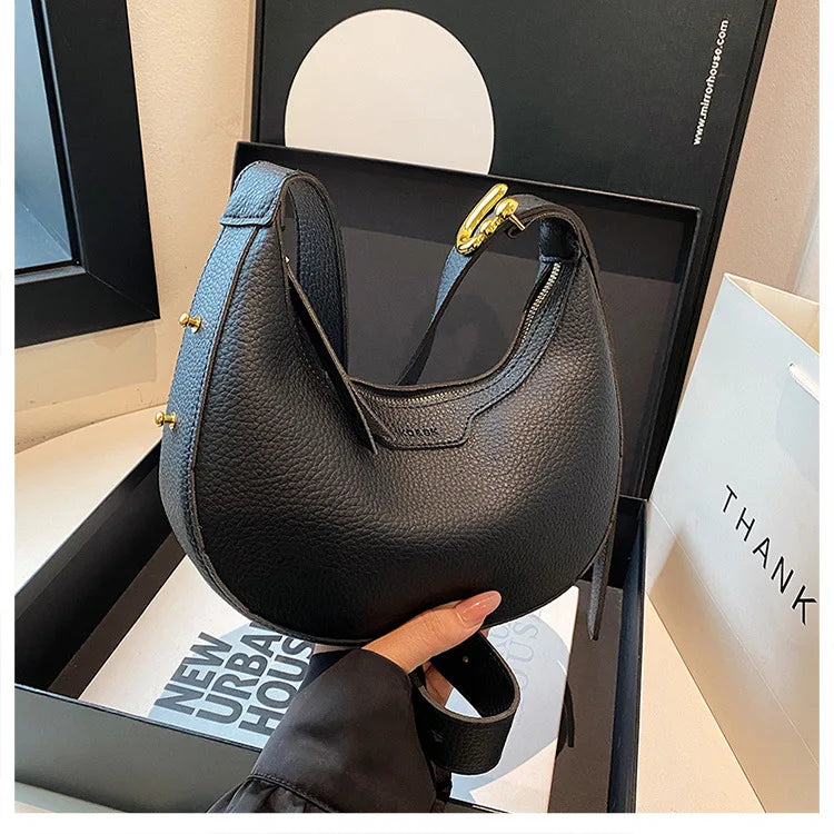 Women Underarm Bag Fashion Hobos Half Moon Saddle Shoulder Bags Luxury Pu Leather Crossbody Bag Phone Purses 2024 Commuting Bags