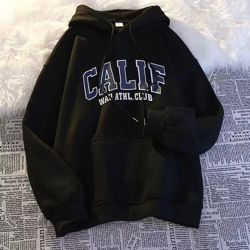 Women Hoodies Oversized Drop shoulder Fashion Loose Fleece Autumn Winter Printed Letter Pullover Aesthetic Sweatshirts 2025 New