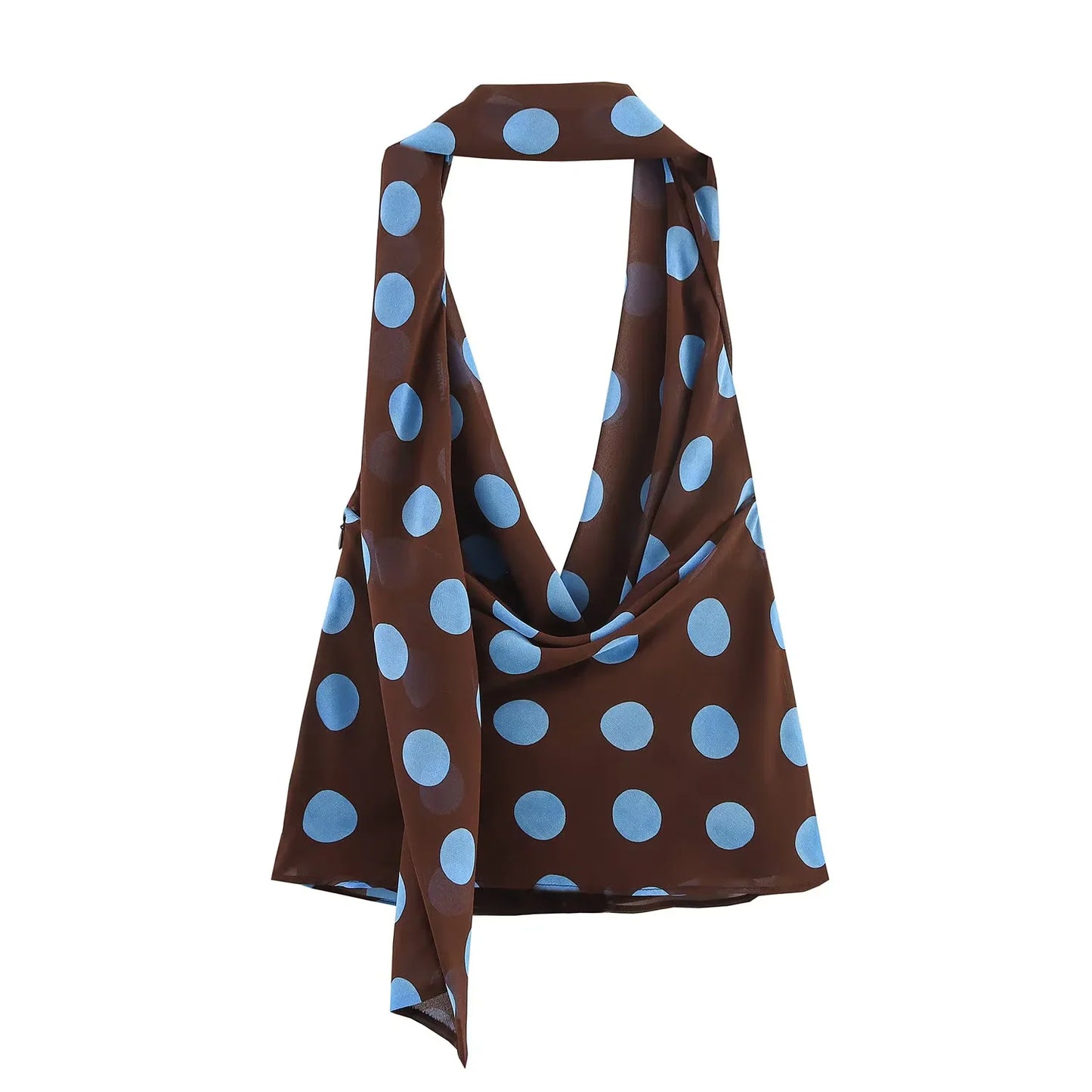 Polka Dot Printed Midi Skirts Two Piece Sets for Women 2026 Summer Chic Scarf Halter Top Suits Beach Woman 2 Piece Outfits