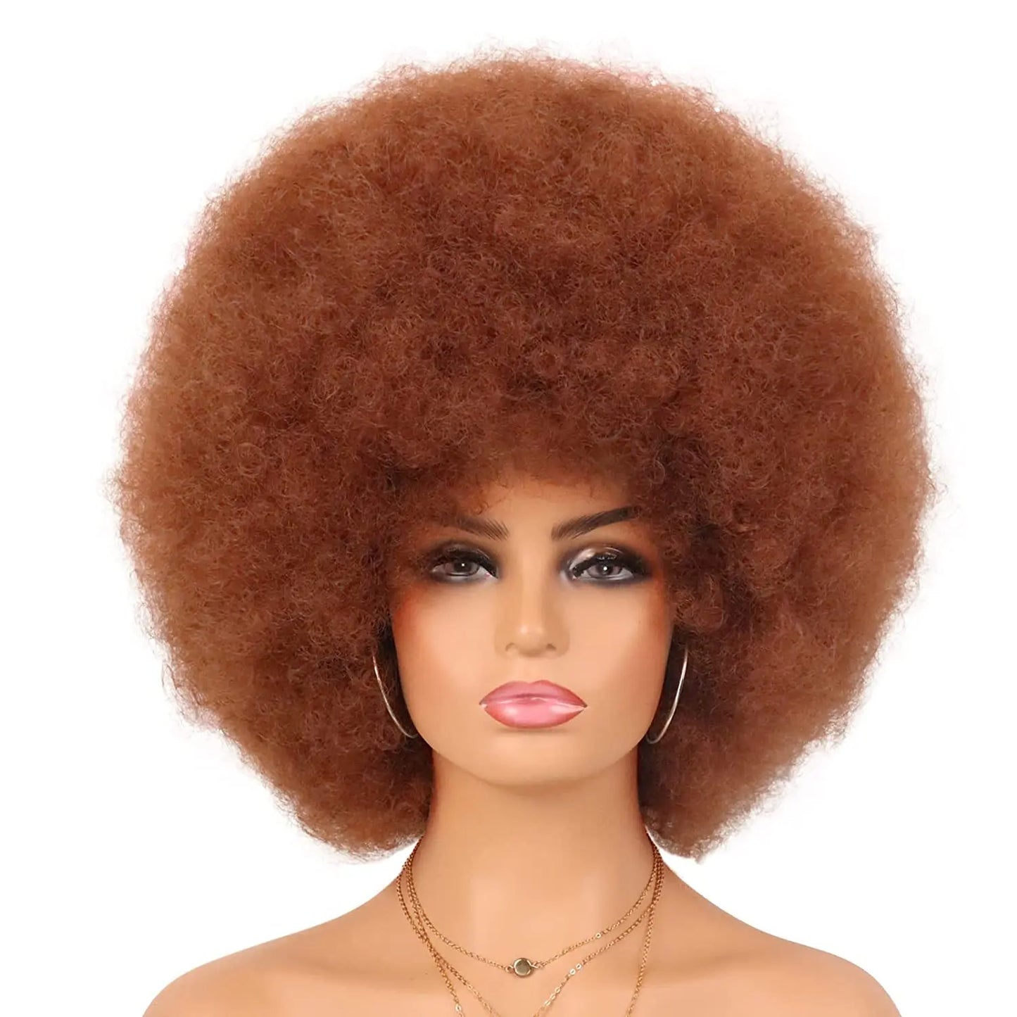 Synthetic 70s Afro Curly Wigs for Black Women Glueless Wear Soft Black Large Bouncy Natural Looking Full for Daily Party Use