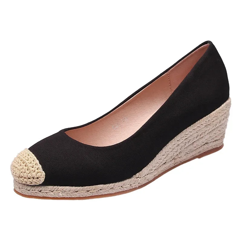 New Spring Summer Fashion High Heels Women Party Shoes Brand Elegant Ladies Wedges 6cm Women Pumps Black Blue Plus Size 42 DX296
