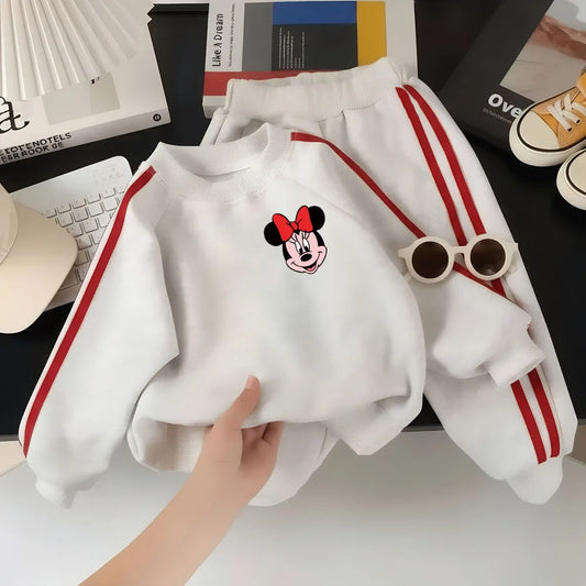 2026 Spring New Style Children's Clothing Sets Girls Minne Printed Casual Hoodies Long Pant Two Piece Kids Fashion Tracksuits