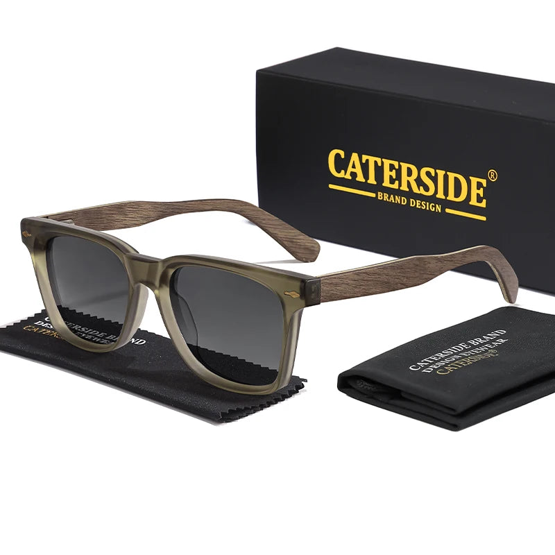 CATERSIDE Vintage Men Polarized Sunglasses High-Quality Solid Wood Legs Sun Glasses Fashion Women Party Travel Holiday Glasses BAZAARHUBO