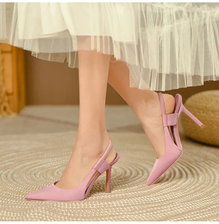 Luxury 2026 Pink Pointed High Heels Women's Slender High Heels Elegant New French Style Headed High Quality Summer Sandals