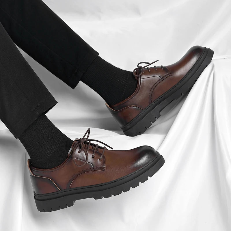 Luxury Leather Male Oxford Shoes Brown Black Mens Dress Shoes New Fashion Round Toe Men's Business Casual Shoes Formal Footwear