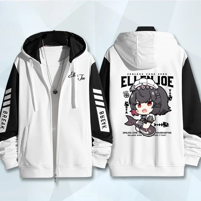 Anime Zenless Zone Zero Zip Up Women/Men Hoodie Sweatshirt ZZZ ZZZERO Ellen Joe Cosplay Zipper Hooded Jacket Outwear BAZAARHUBO