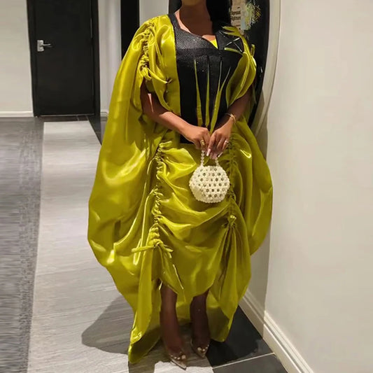 Traditional African Dresses For Women Dashiki Embroidery Maxi Robe Plus Size Boubou 2 PCS Set Clothes Wedding Party Evening Gown