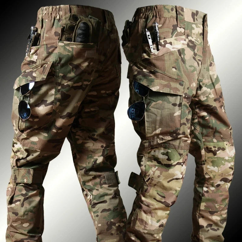 Men's Loose Training Pants Tactical Work Pants Men Cargo Trousers Multi-pocket Waterproof Pant Outdoor Workwear Hiking Trousers