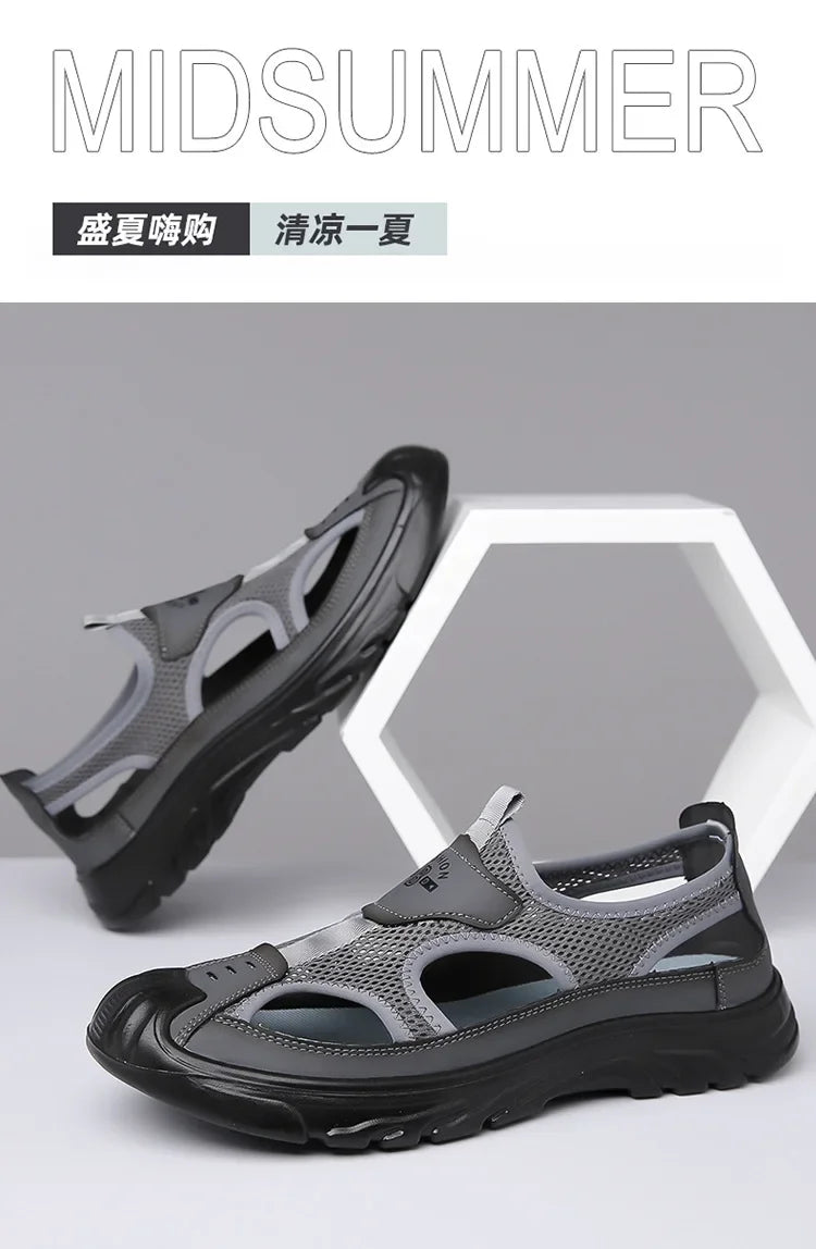 Sandals Breathable Men Shoes Mesh Outdoor Men Hollow Sandals Antiskid Beach Sandals Flats Footwear Zapatillas Hombre 2025