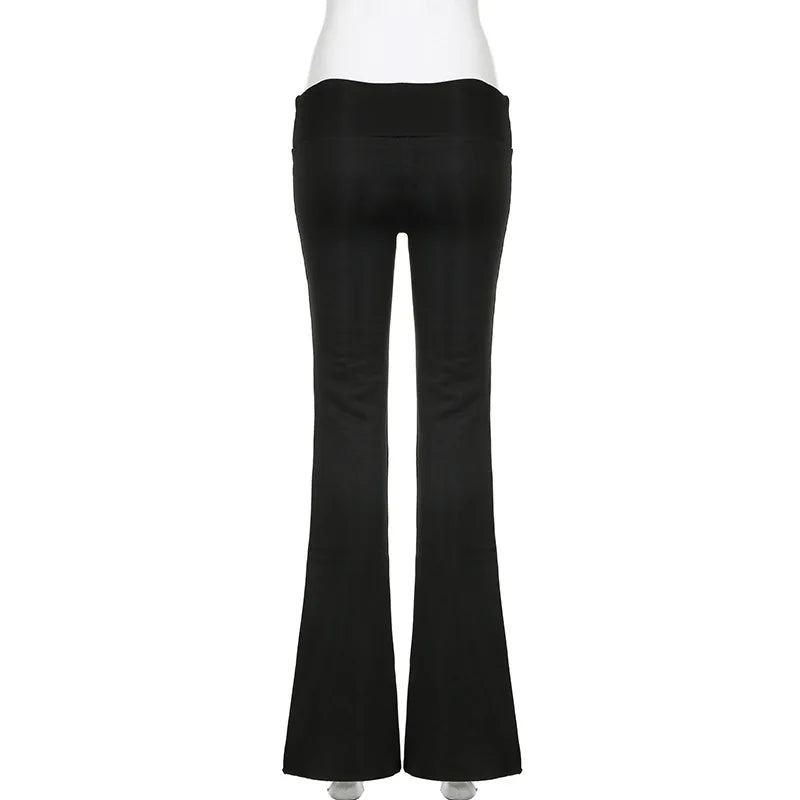 2025 Slim Low Waist Casual Sweatpants For Women Solid Simple Basic Flared Pants Sports Jogging Trousers