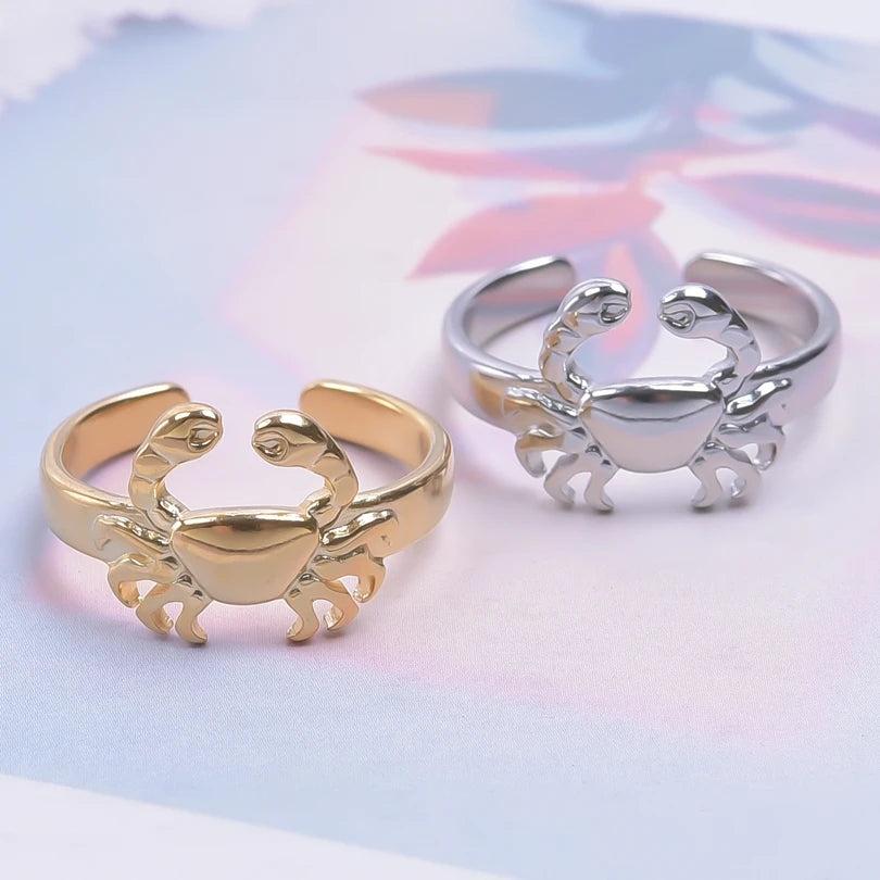 Fashion 5pcs/lot Marine Jewelry Sea Animals Conch Starfish Shell Rings Stainless Steel Rings Jellyfish Scallop Oceans Women Gift
