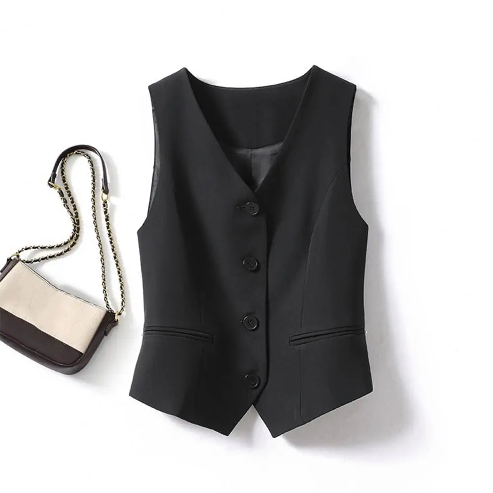 Women Fashion Vest Solid Single Breasted Waistcoats Vest Vintage Jackets Female Chic Lady Tank Tops Sleeveless Vests For Women