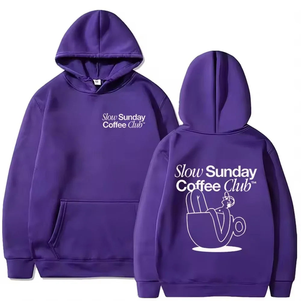 2025 New Sunday Coffee Club Hoodie Funny Men's Hoodie Harajuku Unisex Street Wear Fleece Pullover Sweatshirt